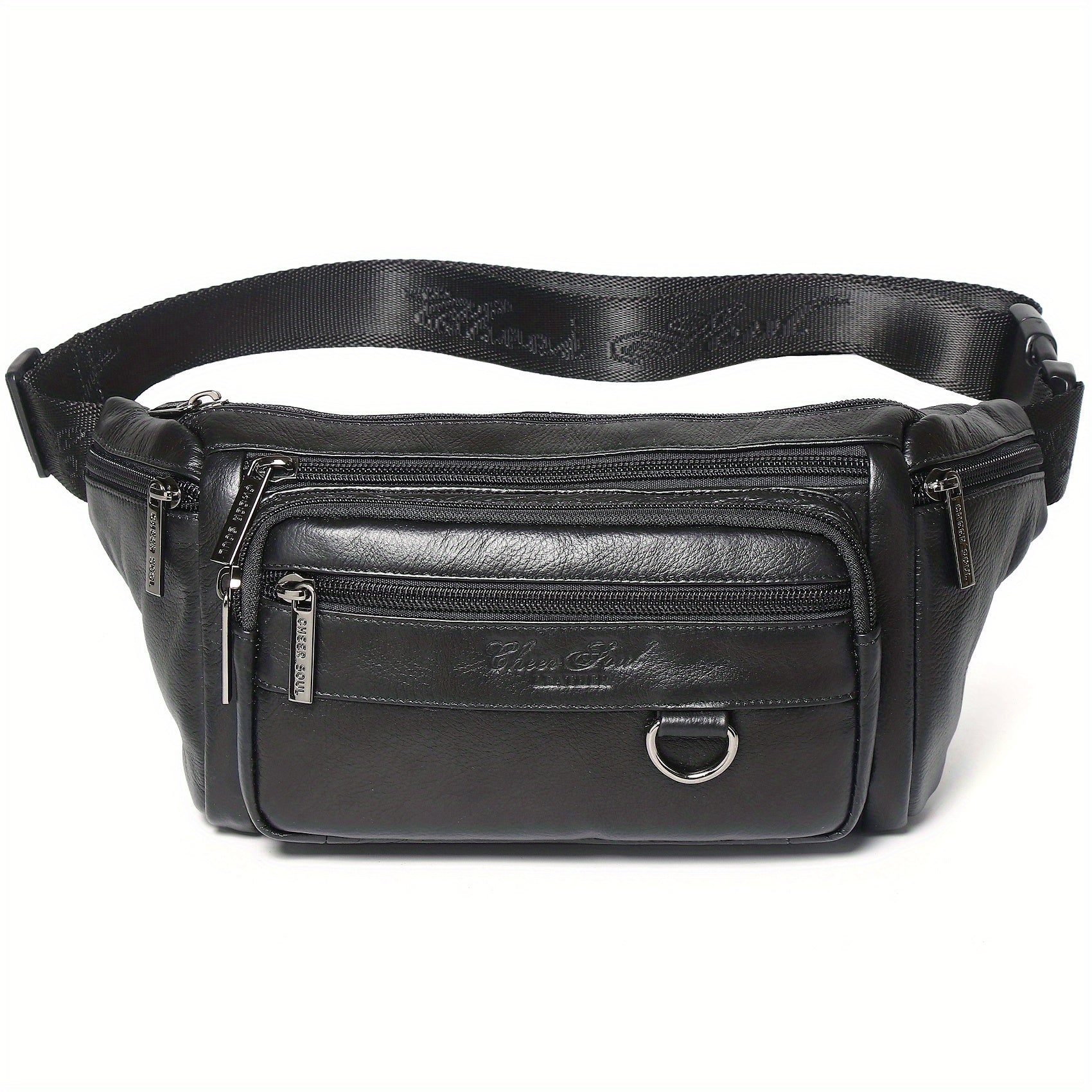 Genuine Leather Men's Waist Bag/Women's Multifunctional Hip Bag/Stylish Multi-Pocket Travel Sports Backpack for Hiking, Cycling, Fishing, And Running