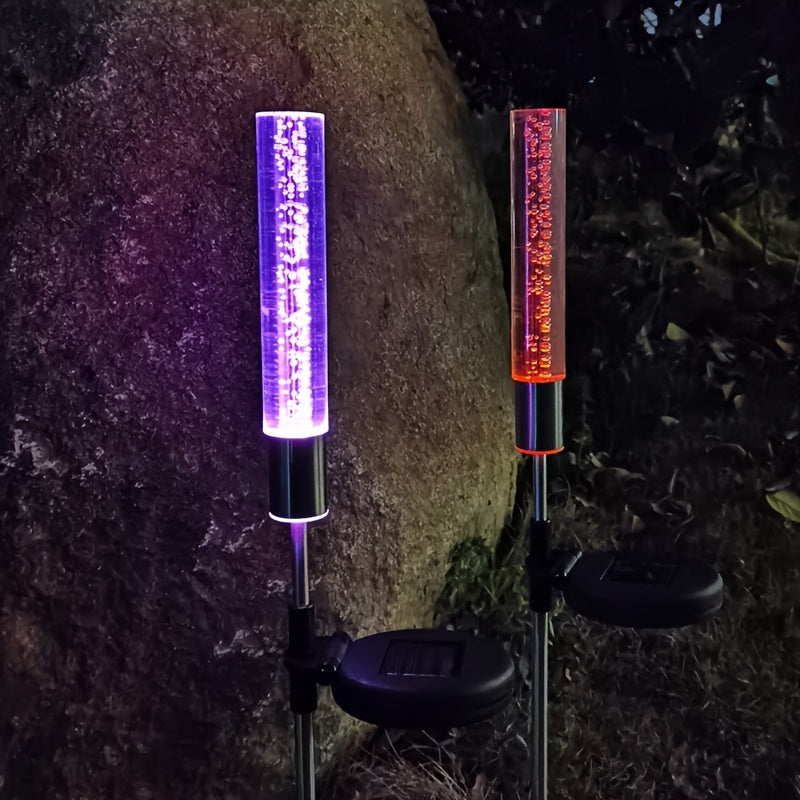 Colorful Solar Reed Bubble Stick Lamp - Lighted Holiday Displays for Courtyard, Park, Lawn, and Garden - RGB Acrylic Insert Landscape Lamp with Vibrant Colors