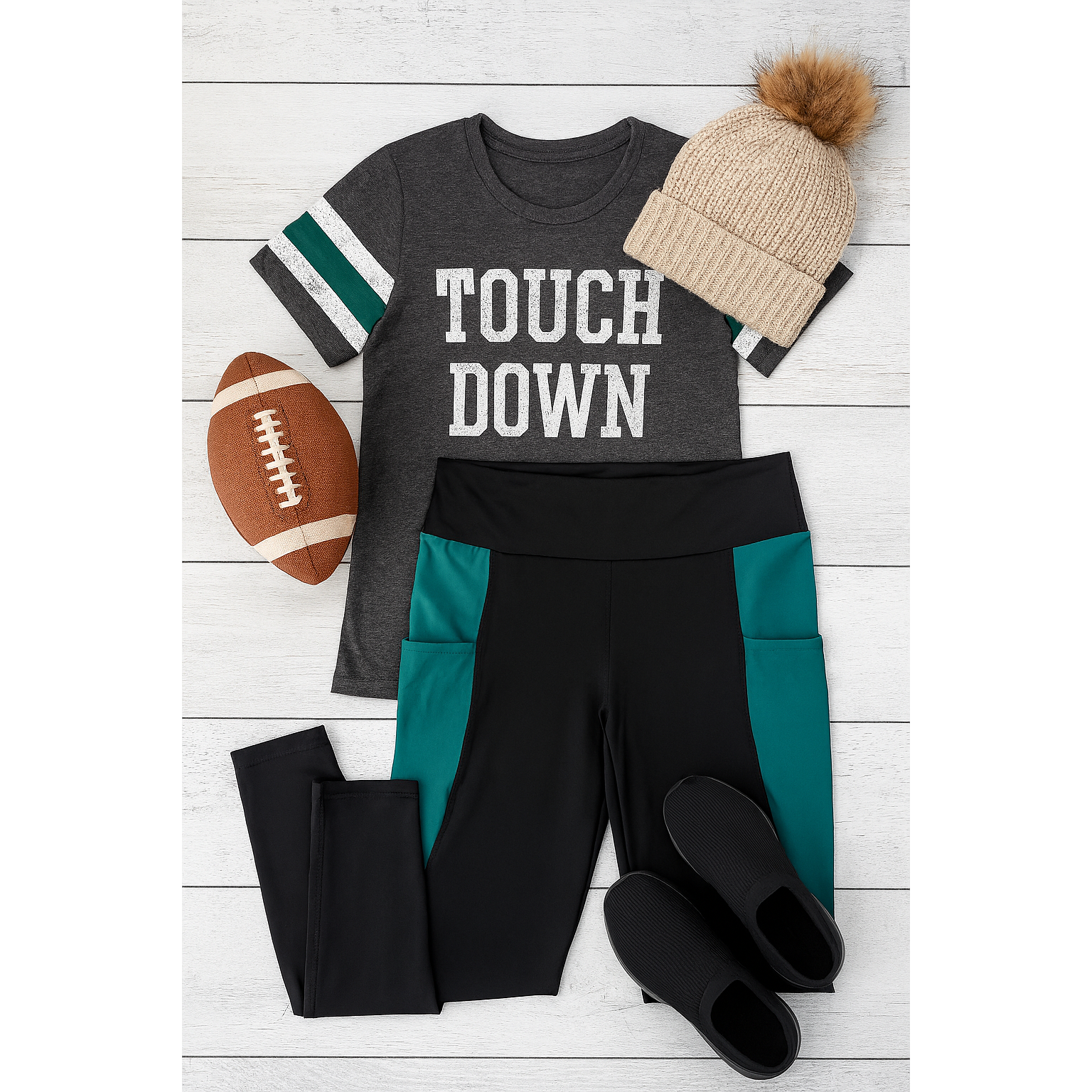 Ready to Ship | The Gracie- Green Panel Full Length Leggings