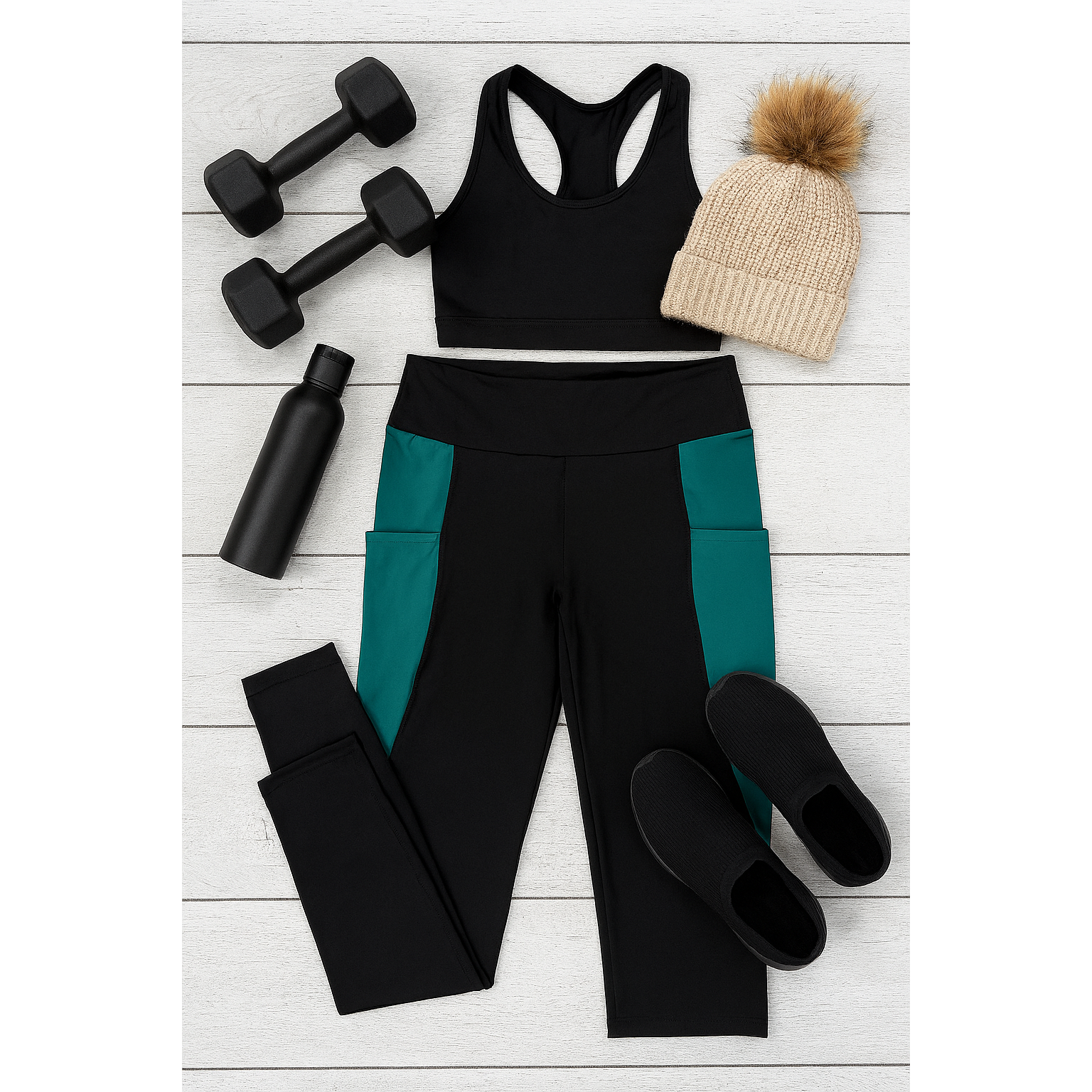 Ready to Ship | The Gracie- Green Panel Full Length Leggings