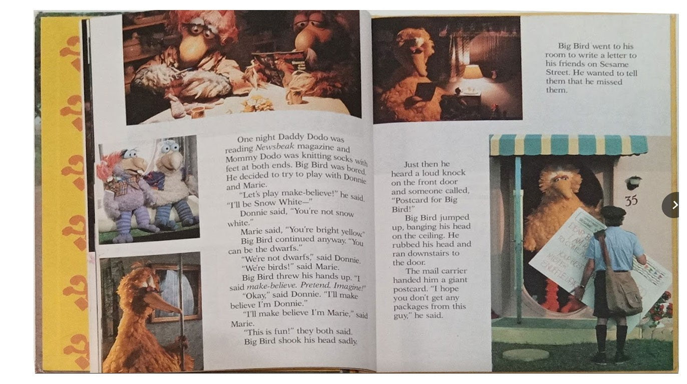 Vintage 1985 Sesame Street Follow That Bird! Hardcover Book Random House  b34