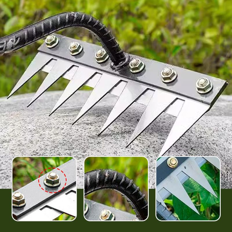 Garden Hoe 5/6/7/8 Teeth Carbon Steel Garden Hand Rake Weeding Rake Farm Tool Grasping Raking Loosening Soil Nail Rake Tool