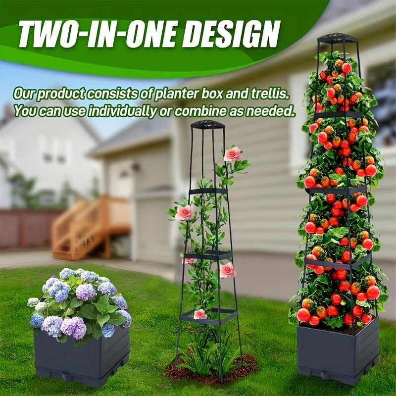Garden Raised Bed Planter Boxes with Trellis,Tomato Tower Self Watering Planter,Tomato Climbing Stand Gardening Tools Planting