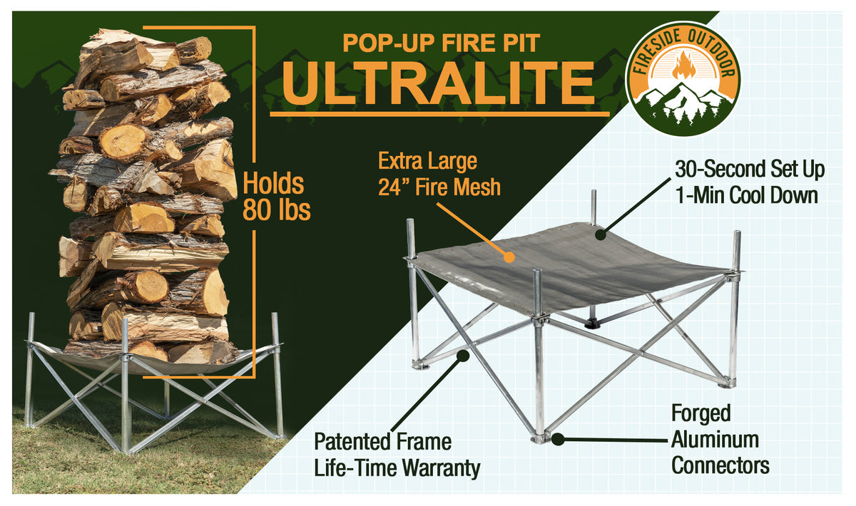 Fireside Outdoor Pop-Up Fire Pit 24" Ultra Lite