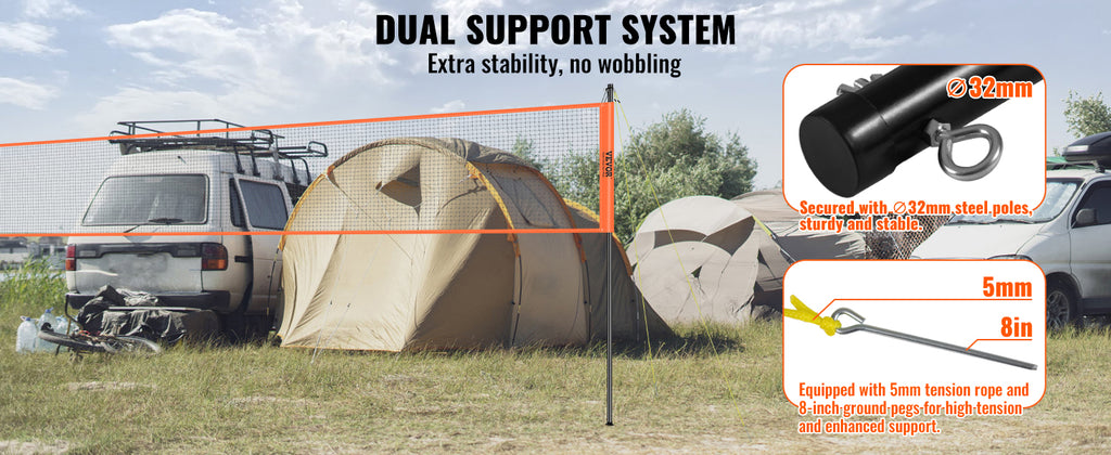 SucceBuy Outdoor Volleyball & Badminton Set Adjustable Steel Poles Professional Combo Set with Carrying Bag for Backyard Beach