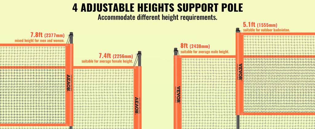 SucceBuy Outdoor Volleyball & Badminton Set Adjustable Steel Poles Professional Combo Set with Carrying Bag for Backyard Beach